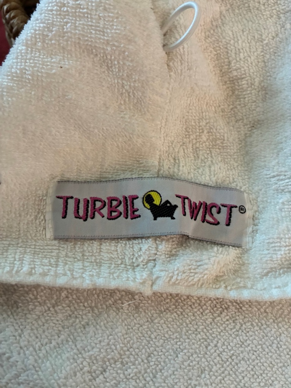 Turbie Twist Plush Towel Wrap Pink Logo